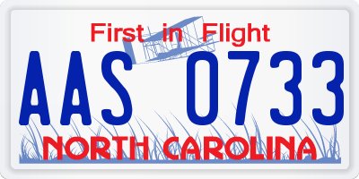 NC license plate AAS0733