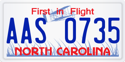 NC license plate AAS0735