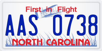 NC license plate AAS0738