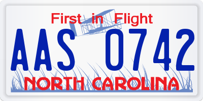 NC license plate AAS0742