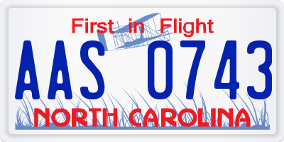 NC license plate AAS0743