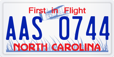 NC license plate AAS0744