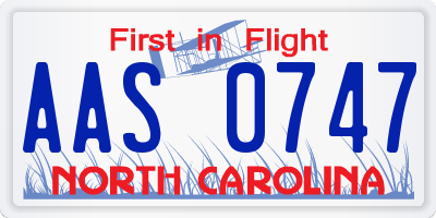 NC license plate AAS0747