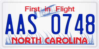 NC license plate AAS0748