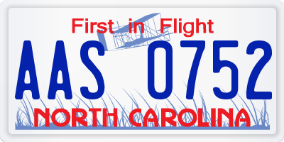NC license plate AAS0752