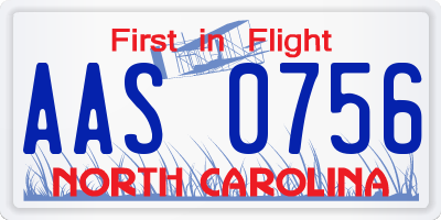 NC license plate AAS0756