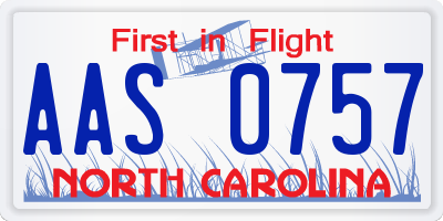 NC license plate AAS0757