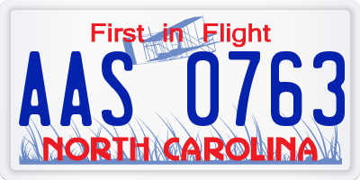 NC license plate AAS0763