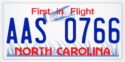 NC license plate AAS0766