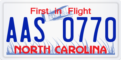 NC license plate AAS0770
