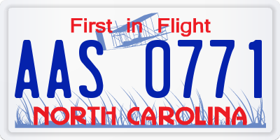 NC license plate AAS0771