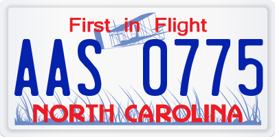 NC license plate AAS0775