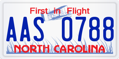 NC license plate AAS0788