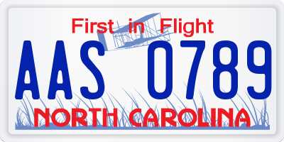 NC license plate AAS0789