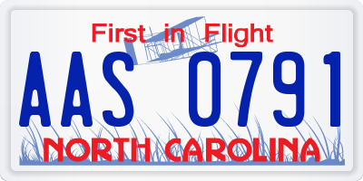 NC license plate AAS0791