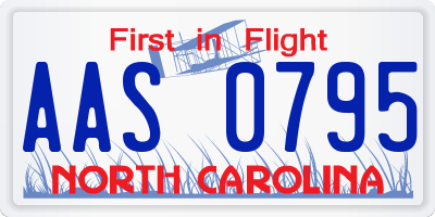 NC license plate AAS0795