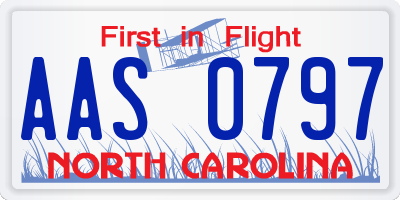 NC license plate AAS0797