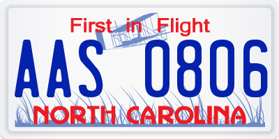 NC license plate AAS0806