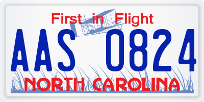 NC license plate AAS0824