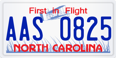 NC license plate AAS0825