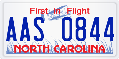 NC license plate AAS0844