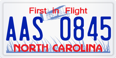 NC license plate AAS0845