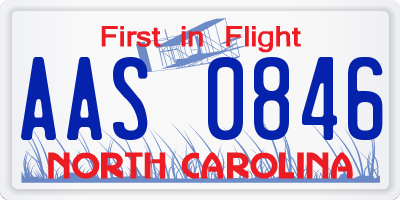 NC license plate AAS0846