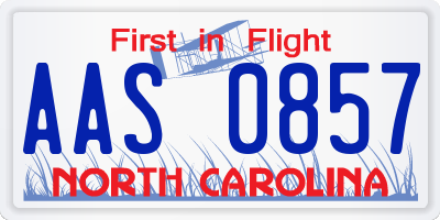 NC license plate AAS0857