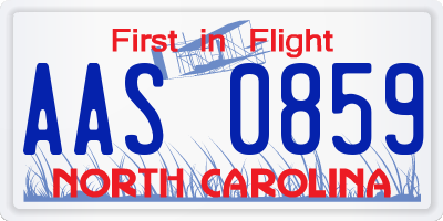 NC license plate AAS0859