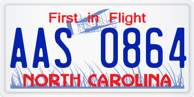 NC license plate AAS0864