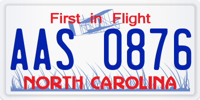 NC license plate AAS0876