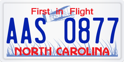 NC license plate AAS0877