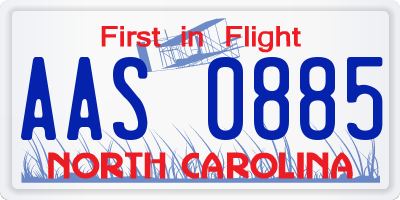 NC license plate AAS0885