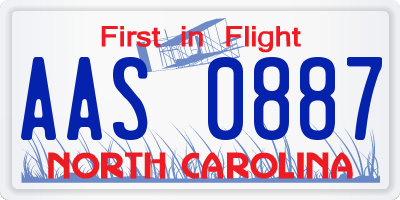 NC license plate AAS0887