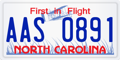 NC license plate AAS0891