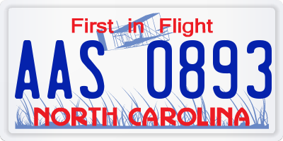 NC license plate AAS0893