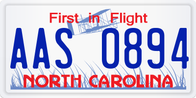 NC license plate AAS0894