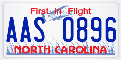 NC license plate AAS0896