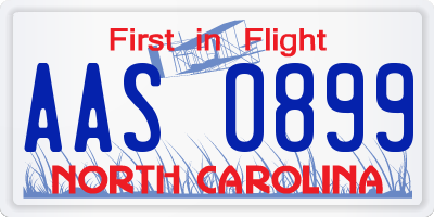 NC license plate AAS0899