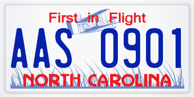 NC license plate AAS0901