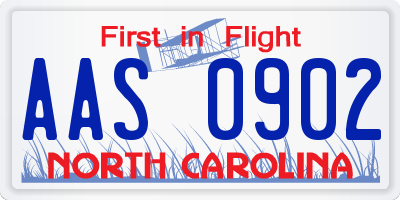 NC license plate AAS0902
