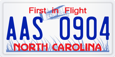 NC license plate AAS0904