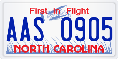 NC license plate AAS0905