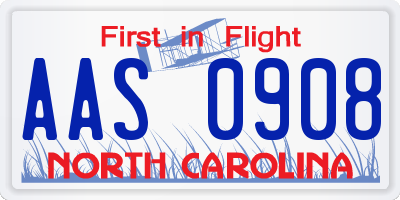 NC license plate AAS0908