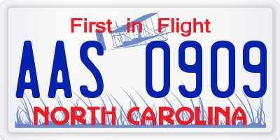 NC license plate AAS0909