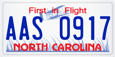 NC license plate AAS0917