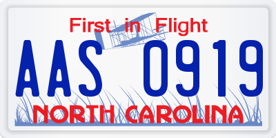NC license plate AAS0919
