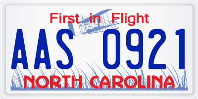 NC license plate AAS0921