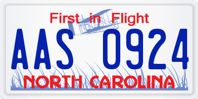 NC license plate AAS0924