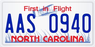 NC license plate AAS0940